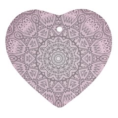 Pink Mandala art  Ornament (Heart)