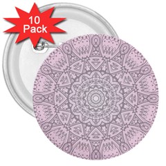 Pink Mandala art  3  Buttons (10 pack) 