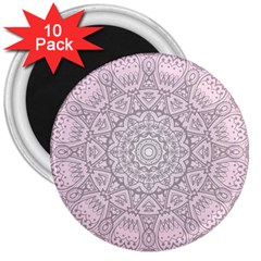 Pink Mandala Art  3  Magnets (10 Pack)  by paulaoliveiradesign