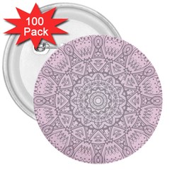 Pink Mandala art  3  Buttons (100 pack) 