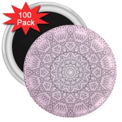 Pink Mandala art  3  Magnets (100 pack)