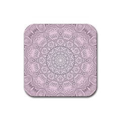 Pink Mandala art  Rubber Coaster (Square) 