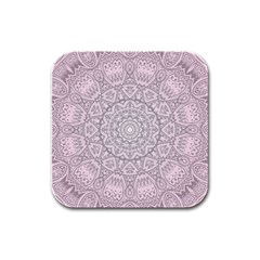 Pink Mandala art  Rubber Square Coaster (4 pack) 