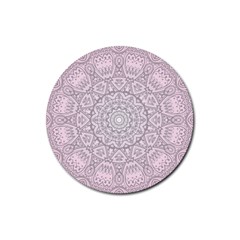 Pink Mandala art  Rubber Round Coaster (4 pack) 