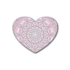 Pink Mandala art  Rubber Coaster (Heart) 