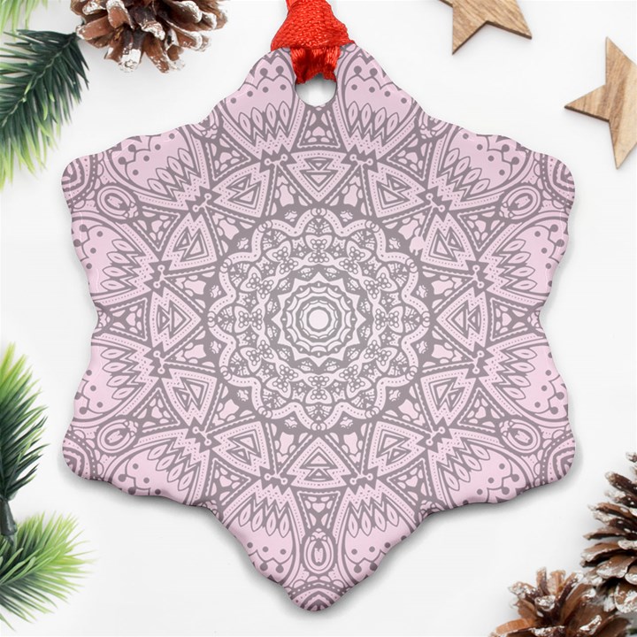 Pink Mandala art  Snowflake Ornament (Two Sides)