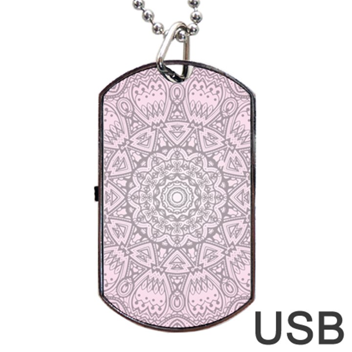 Pink Mandala art  Dog Tag USB Flash (One Side)