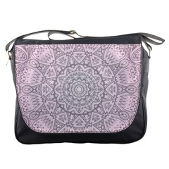 Pink Mandala art  Messenger Bags