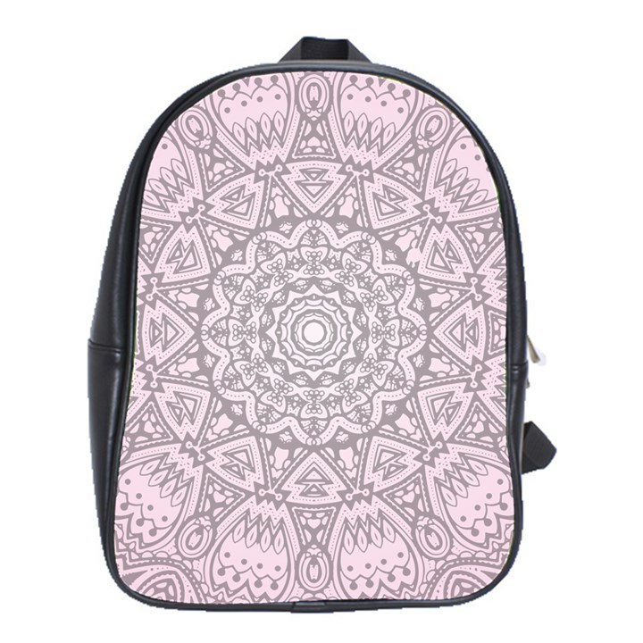 Pink Mandala art  School Bag (XL)