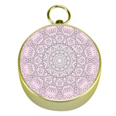 Pink Mandala Art  Gold Compasses by paulaoliveiradesign