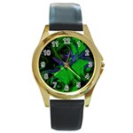 Roses Vi Round Gold Metal Watch Front