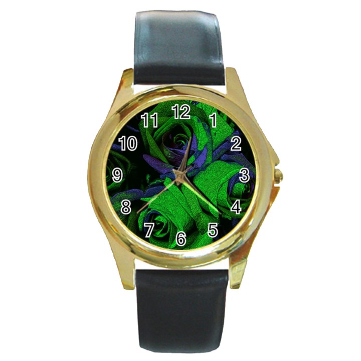 Roses Vi Round Gold Metal Watch