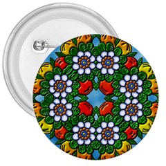 Cute Floral Mandala  3  Buttons by paulaoliveiradesign