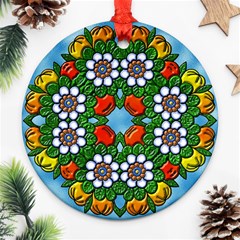 Cute Floral Mandala  Ornament (round) by paulaoliveiradesign