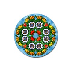 Cute Floral Mandala  Magnet 3  (round) by paulaoliveiradesign