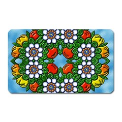 Cute Floral Mandala  Magnet (rectangular) by paulaoliveiradesign