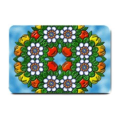 Cute Floral Mandala  Small Doormat  by paulaoliveiradesign