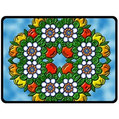 Cute Floral Mandala  Fleece Blanket (large)  by paulaoliveiradesign