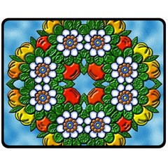 Cute Floral Mandala  Fleece Blanket (medium)  by paulaoliveiradesign