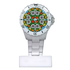 Cute Floral Mandala  Plastic Nurses Watch by paulaoliveiradesign