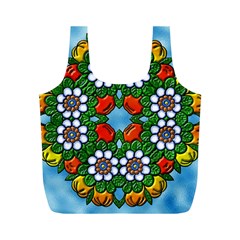 Cute Floral Mandala  Full Print Recycle Bags (m)  by paulaoliveiradesign