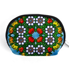 Cute Floral Mandala  Accessory Pouches (medium)  by paulaoliveiradesign