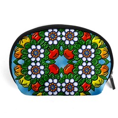 Cute Floral Mandala  Accessory Pouches (large)  by paulaoliveiradesign