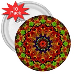 Fractal Mandala Abstract Pattern 3  Buttons (10 Pack)  by paulaoliveiradesign