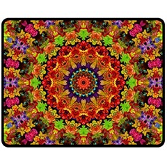 Fractal Mandala Abstract Pattern Double Sided Fleece Blanket (medium)  by paulaoliveiradesign