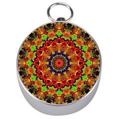 Fractal Mandala Abstract Pattern Silver Compasses