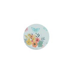 Watercolor Floral Blue Cute Butterfly Illustration 1  Mini Buttons by paulaoliveiradesign