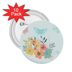 Watercolor Floral Blue Cute Butterfly Illustration 2 25  Buttons (10 Pack)  by paulaoliveiradesign