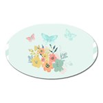 Watercolor Floral Blue Cute Butterfly Illustration Oval Magnet Front