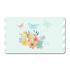 Watercolor Floral Blue Cute Butterfly Illustration Magnet (rectangular) by paulaoliveiradesign