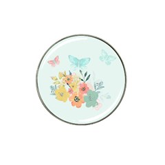 Watercolor Floral Blue Cute Butterfly Illustration Hat Clip Ball Marker (4 Pack) by paulaoliveiradesign