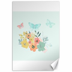 Watercolor Floral Blue Cute Butterfly Illustration Canvas 20  X 30   by paulaoliveiradesign