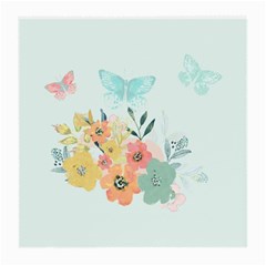 Watercolor Floral Blue Cute Butterfly Illustration Medium Glasses Cloth (2-side) by paulaoliveiradesign