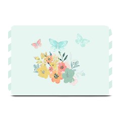 Watercolor Floral Blue Cute Butterfly Illustration Plate Mats by paulaoliveiradesign