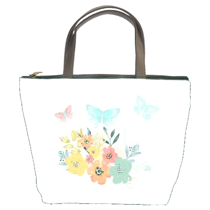 Watercolor Floral Blue Cute Butterfly Illustration Bucket Bags