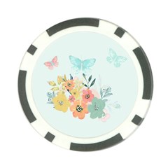 Watercolor Floral Blue Cute Butterfly Illustration Poker Chip Card Guard (10 Pack) by paulaoliveiradesign