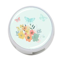 Watercolor Floral Blue Cute Butterfly Illustration 4-port Usb Hub (one Side) by paulaoliveiradesign