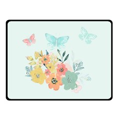 Watercolor Floral Blue Cute Butterfly Illustration Fleece Blanket (small) by paulaoliveiradesign