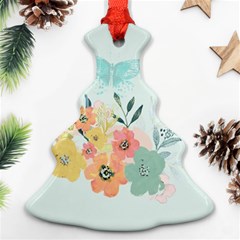 Watercolor Floral Blue Cute Butterfly Illustration Ornament (christmas Tree)  by paulaoliveiradesign