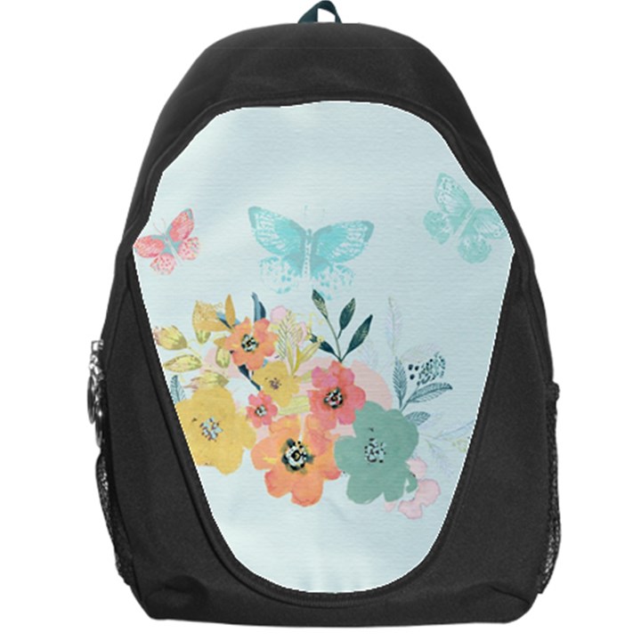 Watercolor Floral Blue Cute Butterfly Illustration Backpack Bag