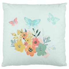 Watercolor Floral Blue Cute Butterfly Illustration Standard Flano Cushion Case (one Side) by paulaoliveiradesign