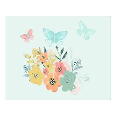 Watercolor Floral Blue Cute Butterfly Illustration Double Sided Flano Blanket (large)  by paulaoliveiradesign