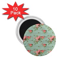 Vintage Blue Wallpaper Floral Pattern 1 75  Magnets (10 Pack)  by paulaoliveiradesign