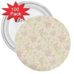 Floral Paper Pink Girly Pattern 3  Buttons (100 Pack)  by paulaoliveiradesign