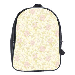 Floral Paper Pink Girly Pattern School Bag (xl) by paulaoliveiradesign