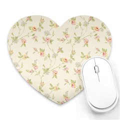 Floral Paper Pink Girly Cute Pattern  Heart Mousepads by paulaoliveiradesign